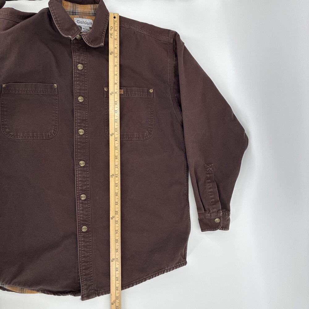 Vintage Carhartt Shirt Jacket Men Medium Brown Duck Canvas Flannel Lined S96DKB - Picture 15 of 15